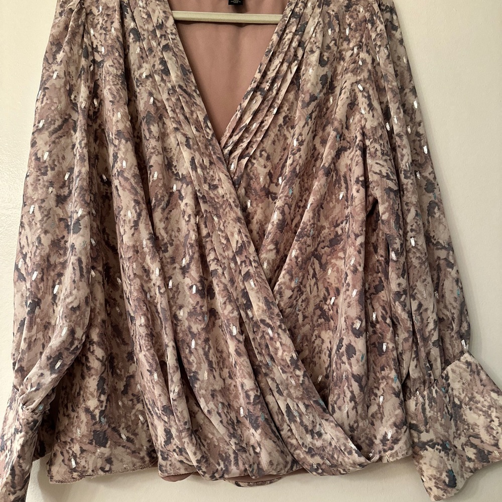 Elegant Brown Wrap Blouse